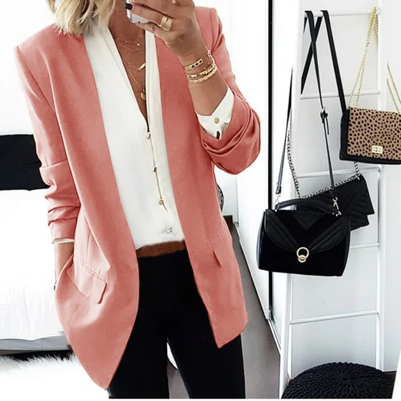 2023 Autumn and Winter New Hot Sale Slim Solid Color Fashion All-match Small Suit Jacket Women Clothing