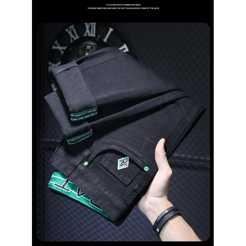 Высококачественные мужские черные джинсы новинка 2024 Мужские Молодежные Простые