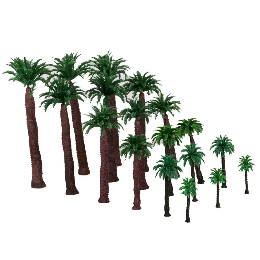 

18pcs Multi Gauge Model Coconut Palm Trees HO O N Z Scale Scenery