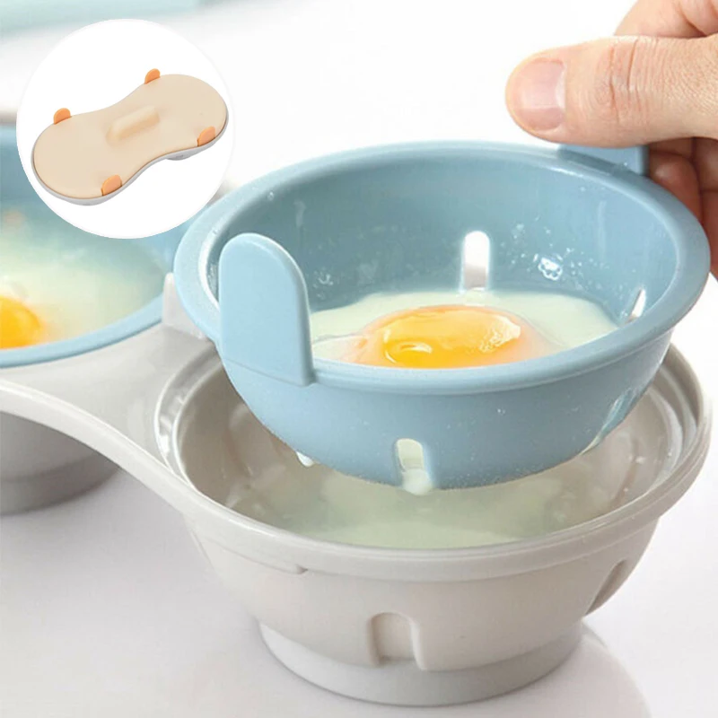 

Double Cup Perfect Eggs Poacher Cooker Free Cookware Microwave BPA Egg Steamer