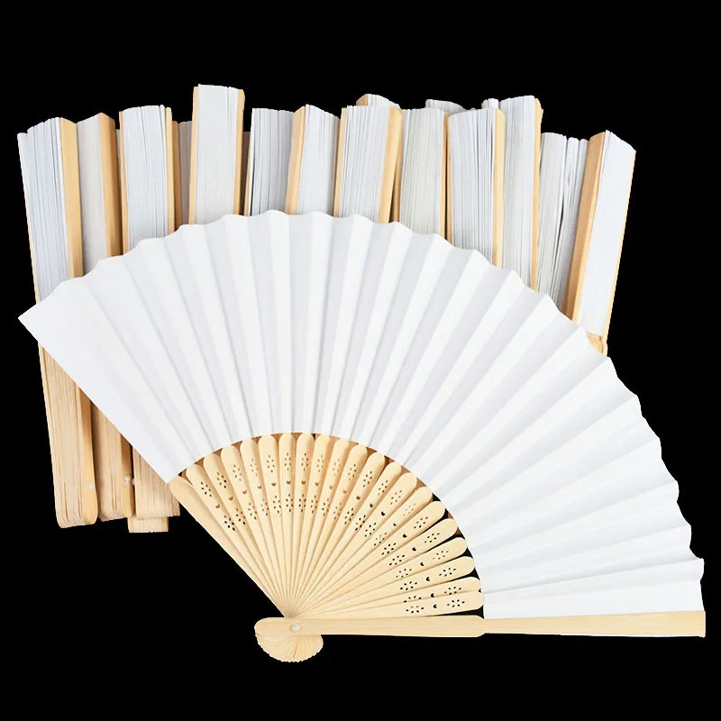 

10/20pcs White Elegant Folding Paper Hand Fan Portable Party Wedding Supplies Hand Fan Gift Decoration Personalized Wedding Fans