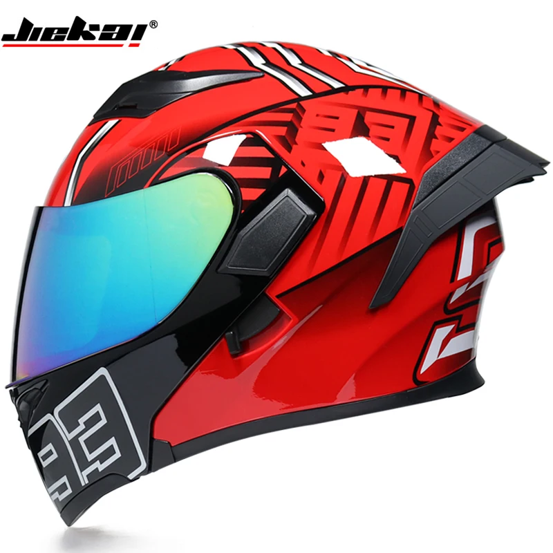 JIEKAI 902 High Quality ABS Professional Rally Motorcycle Uncovered Helmet, Classic Dual Lens Windproof Racing Motorcycle Helmet