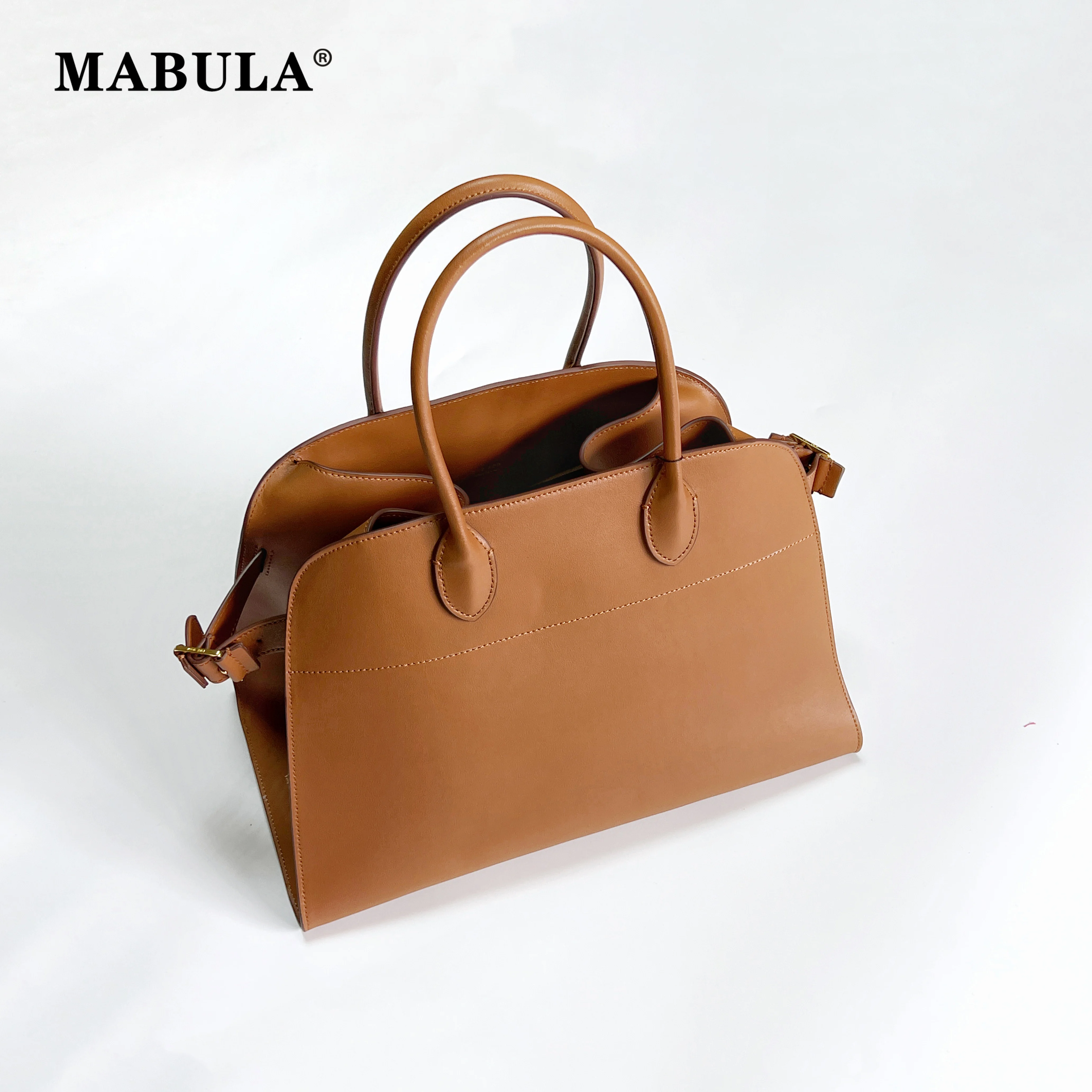 MABULA Genuine Leather Tote Bag for Women 2022 New Luxury Designer Summer Beach Handbag Large Casual Satchel Shopper Purse