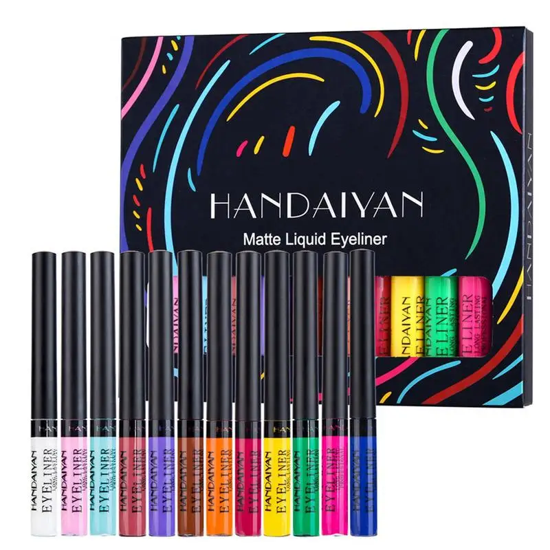 

12 Colors Eyeliner Pencil Waterproof Pen Precision Long-lasting Liquid Eye Liner Smooth Make Up Tools Glitter Liquid Eyeliners