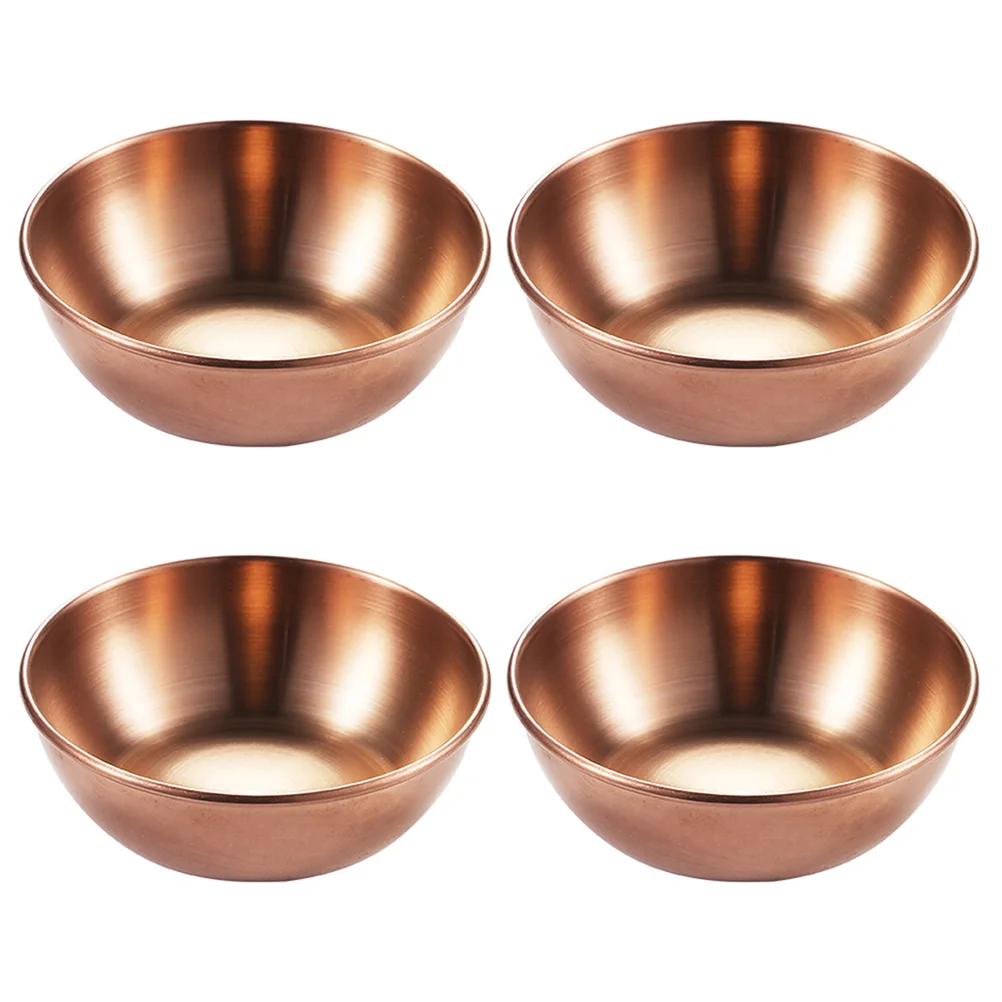 

4 Pcs Seasoning Dish Plate Mini Condiments Food Sauce Spice Serving Tray Small Appetizer Dishes Stainless Steel Flavor