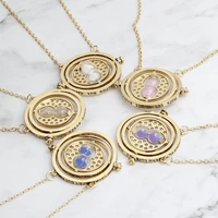 creative necklace rotating hourglass vintage gold pendant magic necklace choker fashion jewelry for women men gifts wholesale