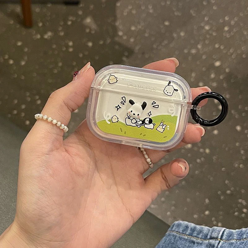 

Kawaii Sanrio Pochacco Airpods case Cute anime figure Anti falling and anti scratching transparent Protectuve Sleeve Girl Gifts