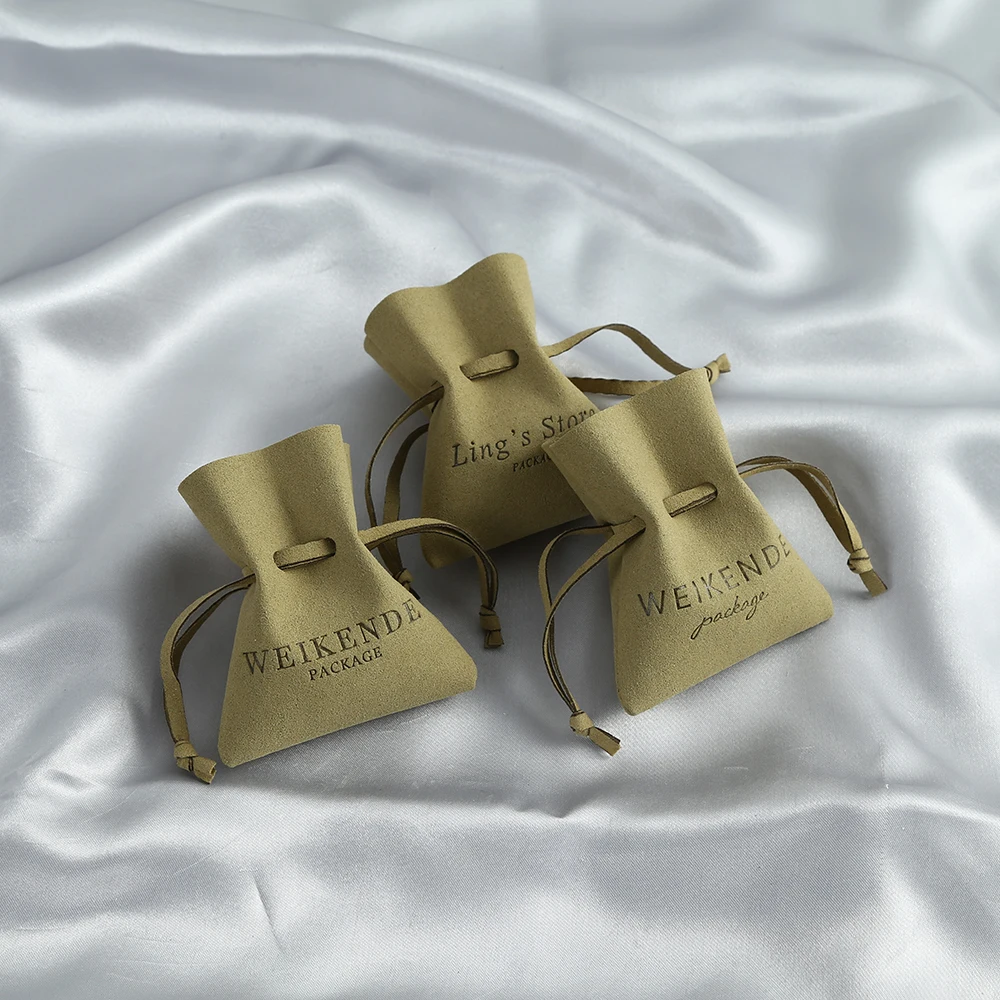 Custom Name Logo Microfiber Drawstring Gift Bags Wedding Favors For Guests Candy Pouch Velvet Jewelry Ring Necklace Bag Business