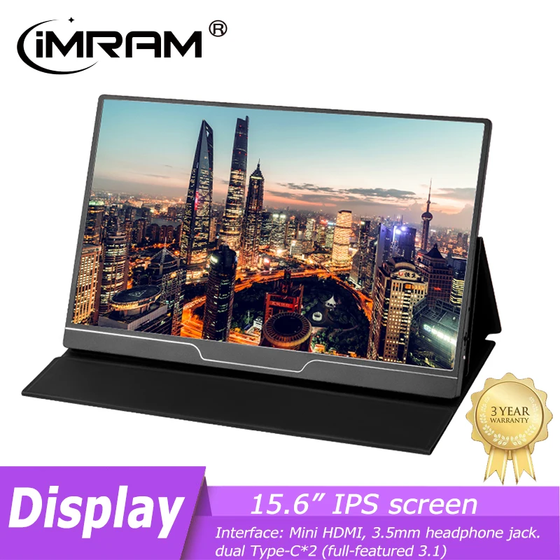 

IMRAM Ultra Thin 4K 15.6 Inch 1920*1080P Portable IPS Display For Mobile Phone Laptop Gaming PS5 Switch Xbox