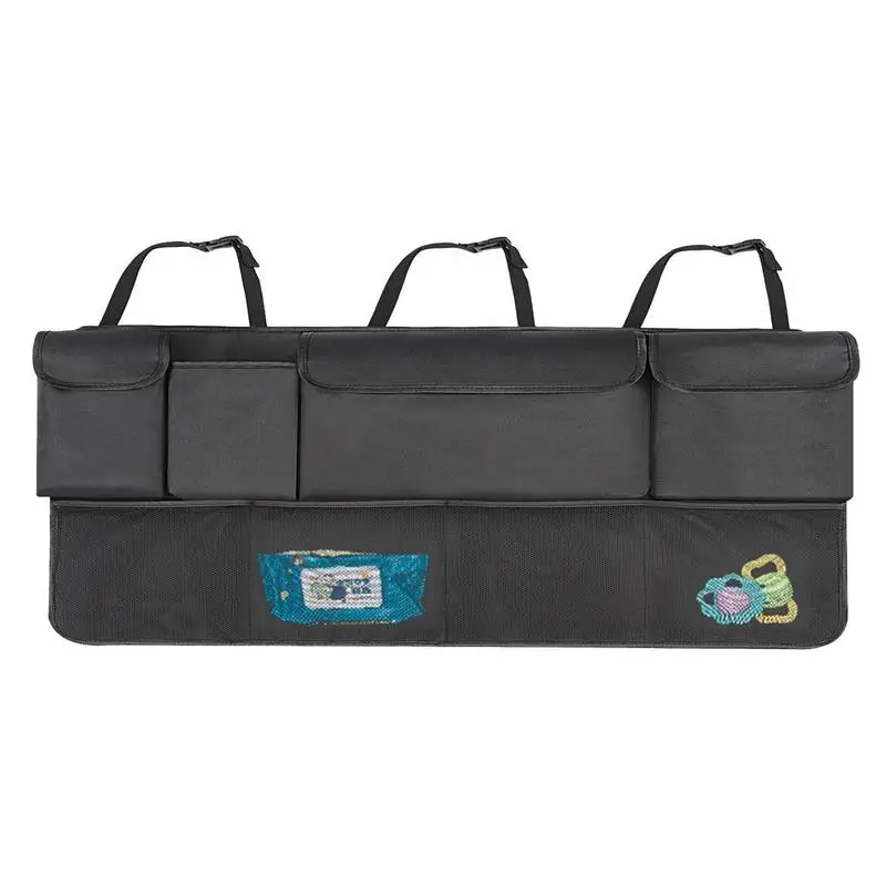 

Органайзер для хранения в багажнике автомобиля, подвесной Органайзер на заднее сиденье автомобиля, вместительная сумка для хранения в автомобиле с 4 карманами, органайзер для багажника