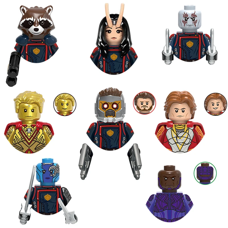 The Star Lord Mantis Drax Destroyer Rocket Raccoon Nebula Adam Warlock Starfox Evolutionary Model Building Blocks MOC Bricks Set