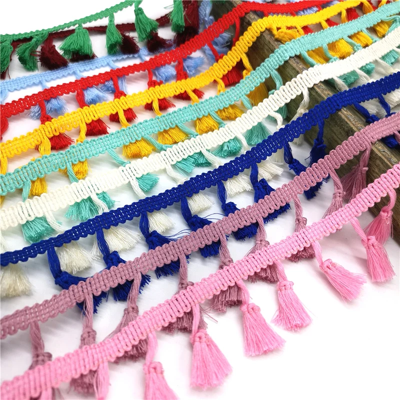 

2 yards Lace Trim Sewing Ribbon Tassel Fringe Cotton Ethnic Latin Dress Stage Garment Curtain Decorative DIY