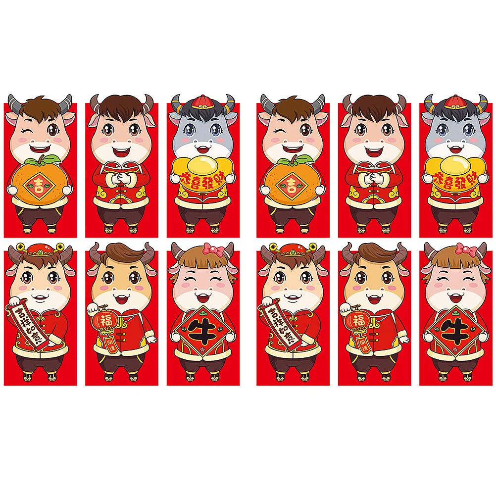 

Red Envelopes Chinese Year Packets New Hongbao Gift Wedding Spring Festival Money Lunar Ox