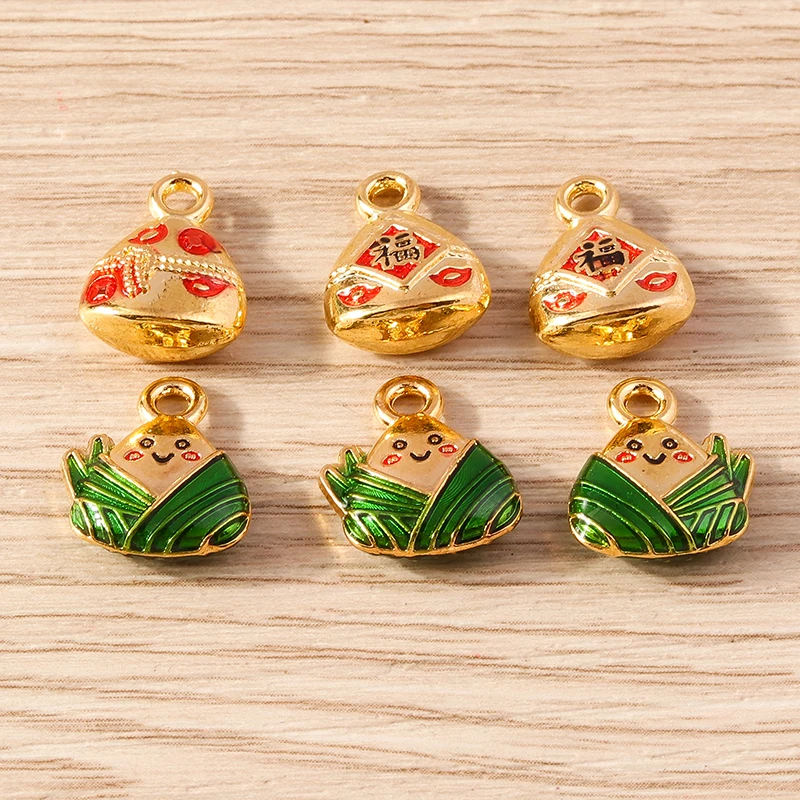 

10pcs 13x15mm Cute Alloy Enamel Food Zongzi Charms Pendants for Jewelry Making DIY Drop Earrings Necklaces Handmade Crafts Gifts