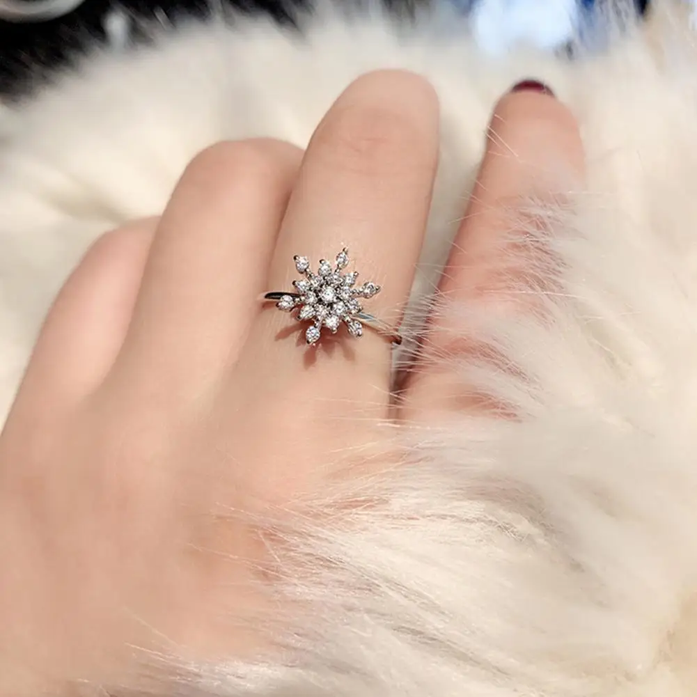 

Adjustable Opening All-match Decoration Christmas Snowflake Party Ring Fashion Accessories Party Ring for Dating