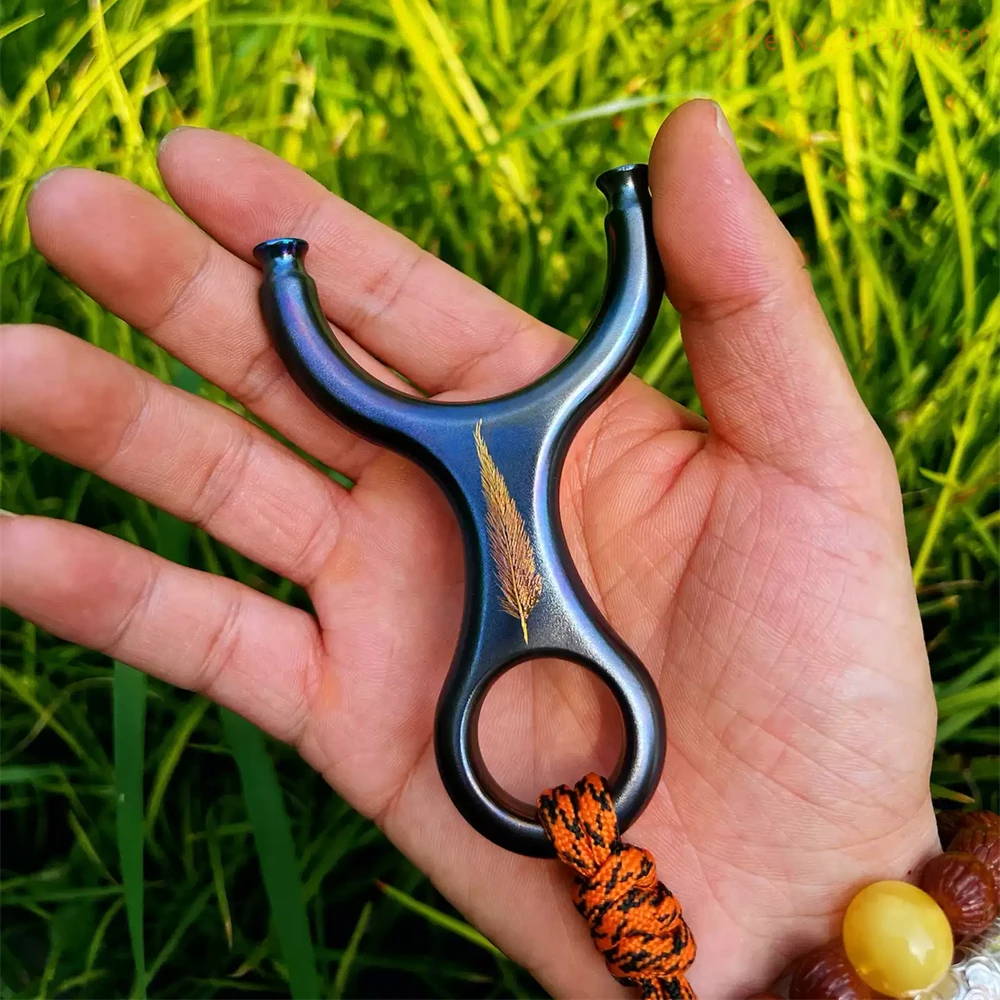 

Professional TC21 Titanium Alloy Slingshot with Flat Rubber Band Outdoor High-precision Shooting Baked Blue Catapult New