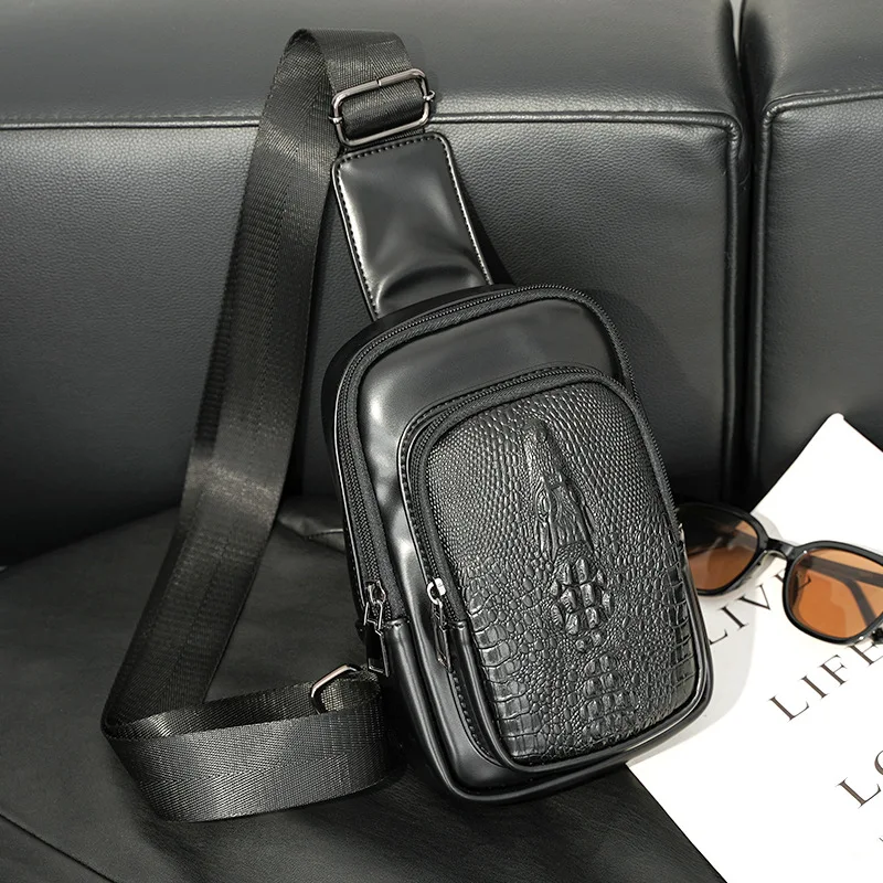 Fashion New Men's Chest Bag Shoulder Messenger Bag Luxury Alligator PU Leather Single Shoulder Bags Men Brand Designer Sling Bag