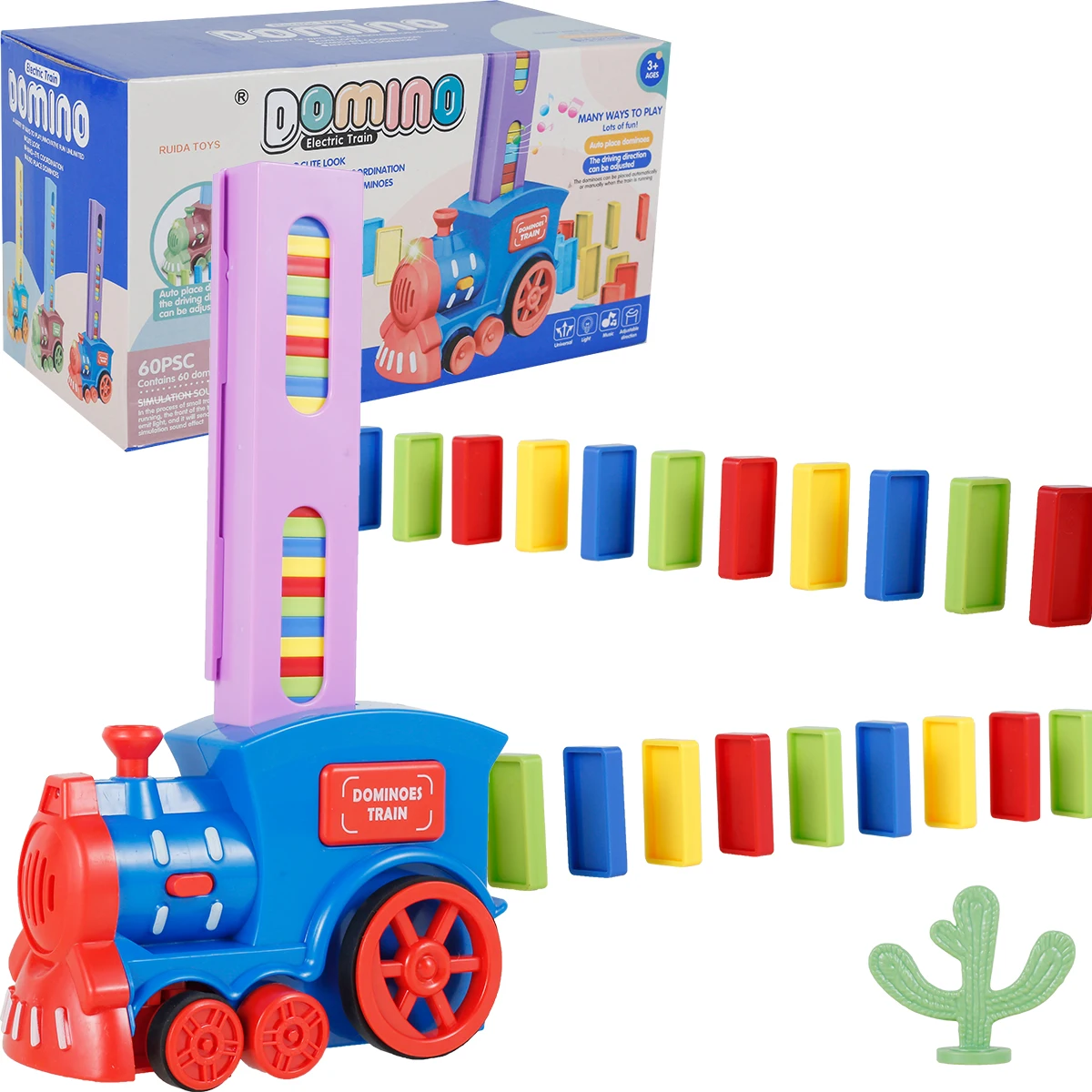 

60 шт. набор поездов домино забавные поезда доминус с блоками светильник лыми цветными кирпичами несущая игрушка обучающая игра для детей Рождественский подарок