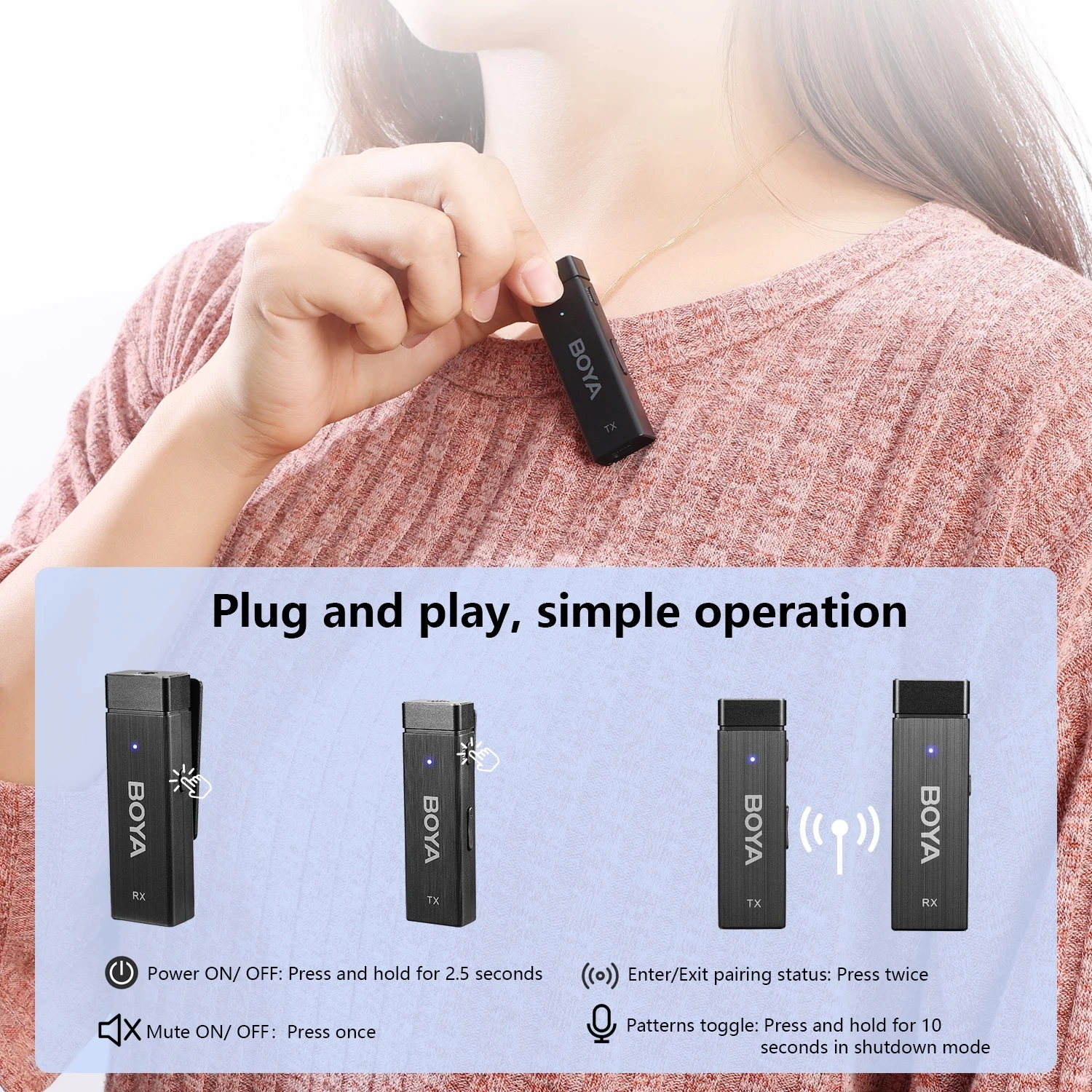 BOYA BY-W4 4-канальный беспроводной петличный микрофон для iPhone камеры смартфона