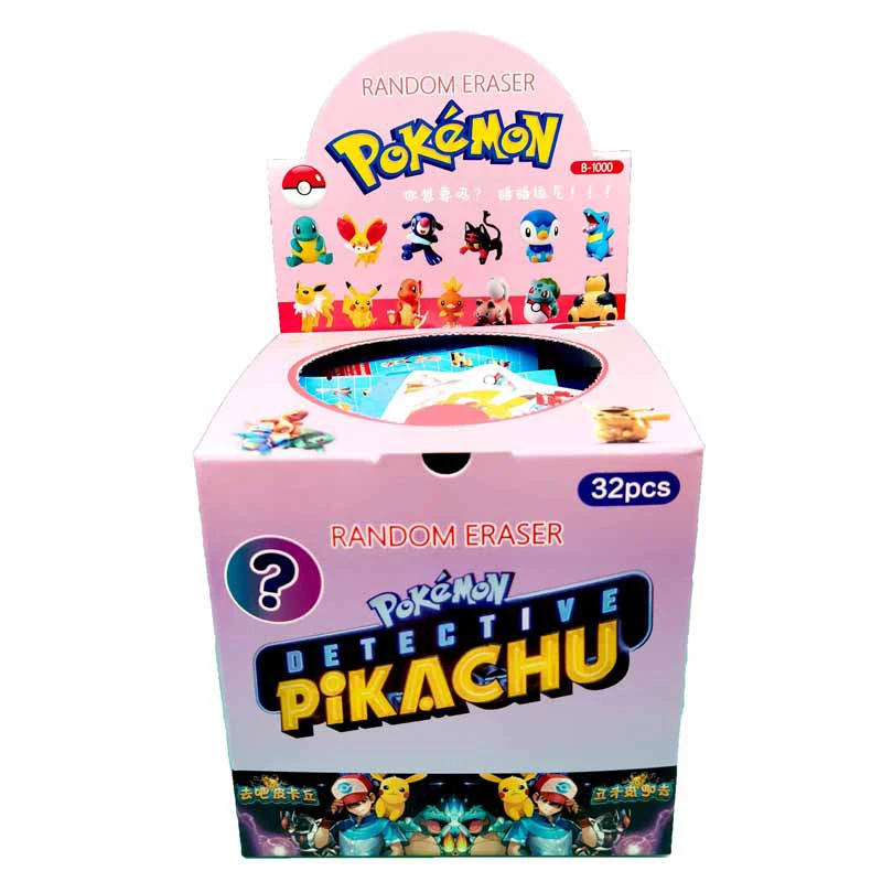 

32pcs Pokemon Creative DIY Cartoon Pencil Eraser Blind Box Anime Action Figures Set Pikachu Student Stationery Kids Toys Gifts