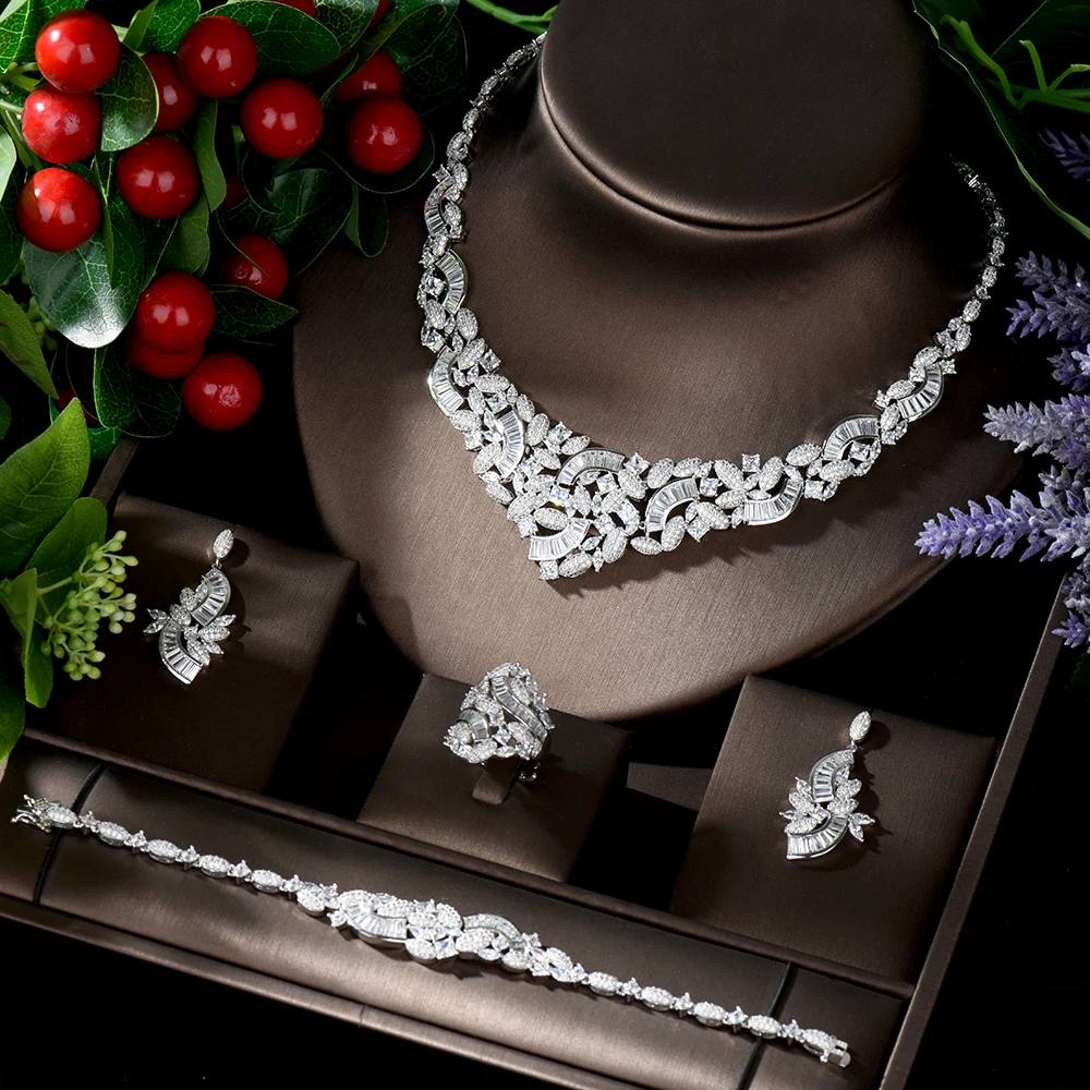 

HIBRIDE Hot Selling Dubai Gold Jewelry Sets for Women AAA CZ Geometric Design Bridal Jewelry parure bijoux femme mariage N-1229