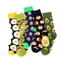 fashion art harajuku men%e2%80%98s socks fruit printed happy socks avocado apple cherry crew men funny meias cotton soft cozy dropshippi
