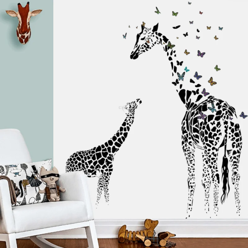 

Giraffe Butterfly Creative Family Wall Stickers DIY Removable Mural Bedroom Stickers Decals Home Decoration Wallpaper