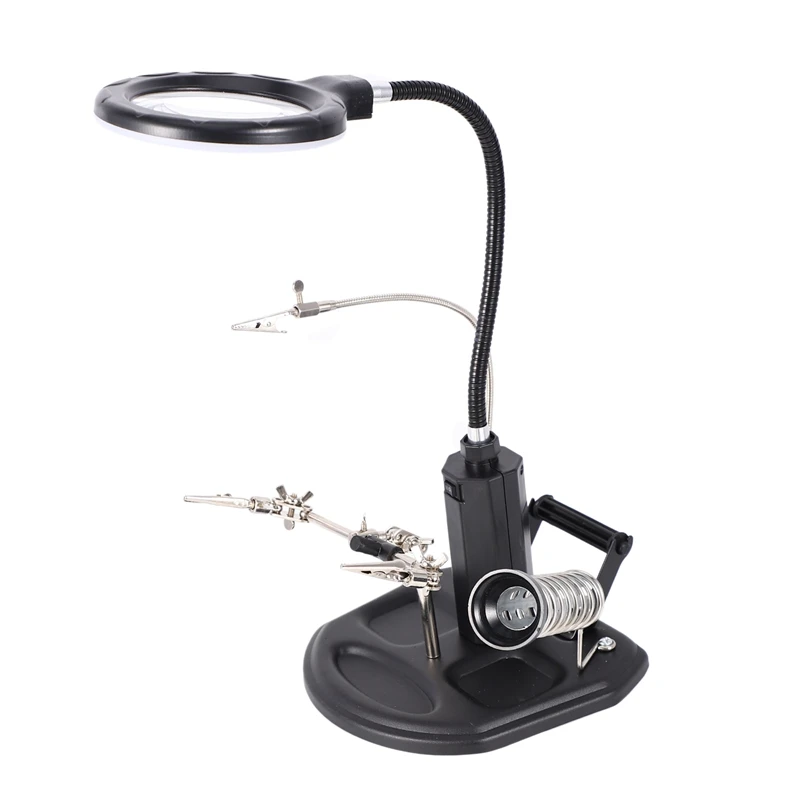 

Hot 2.5X(6D)/4X(12D) 16 Smd Leds Magnifier Soldering Helping Hand Desktop Magnifying Glass Welding Repair Auxiliary Tool
