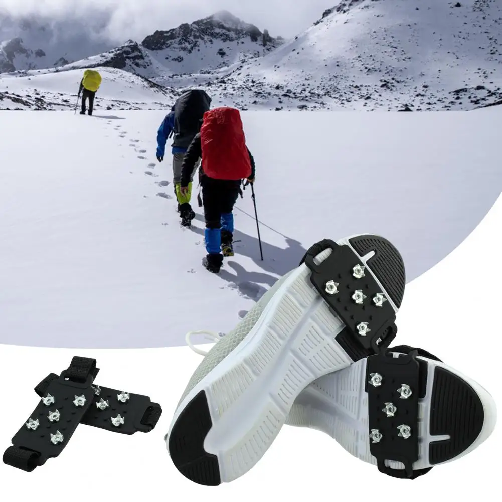 

1 Pair Shoes Ice Grippers Snow Ice Climbing Shoe Spikes Grips Cleats Shoes Cover Crampons Anti Slip Climbing Gear Outdoor Supply