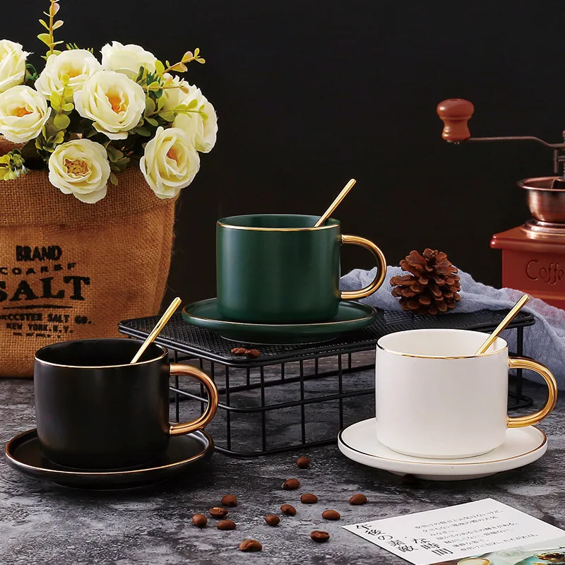 

Ceramic Coffee Cup Saucer Tea Set Mug with Spoon Business Gift Coffee Mugs
