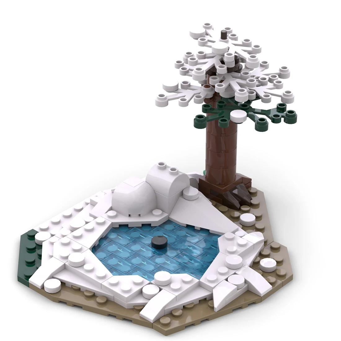 Authorized MOC-96286 Medieval Frozen Lake Building Blocks Compatible With 21325 Forge Shop Medieval Themed MOC Set (136PCS)