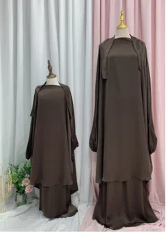 Мусульманское женское и детское платье-хиджаб для девочек комплект с капюшоном