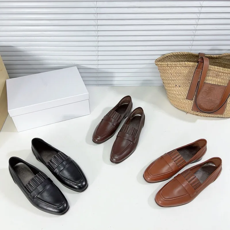 

Женские туфли из натуральной кожи, плоская подошва, круглый носок, обувь для вождения