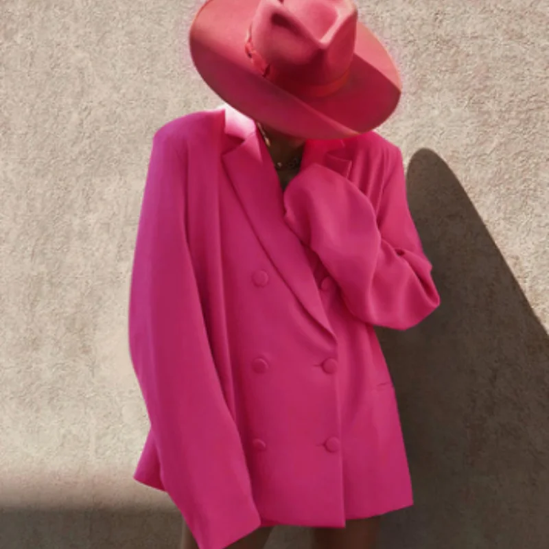 Winter Women's Casual Oversized Coat New Style 2022 Autumn Double-breasted Suit Jacket Long-sleeved Jacket Women Loose Jacket