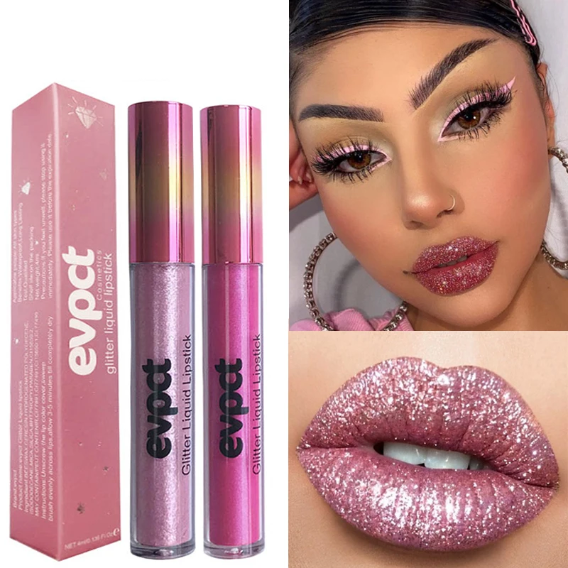 

13 Colors Shiny Matte Liquid Lipstick Waterproof Long Lasting Non-stick Cup Glitter Diamond Pearl Lip Gloss Women Lip Makeup
