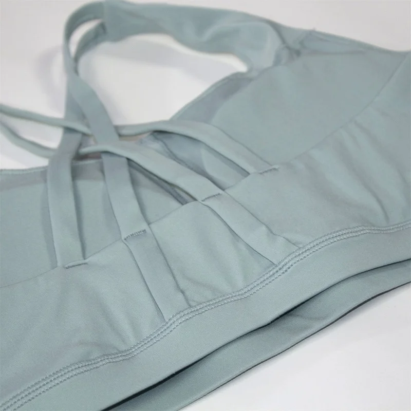 Lulugym Tight Sport Bra Women Padded Cross Beauty Back High Impact Fitness Seamless Yoga Tops Solid Workout Running Sportwear