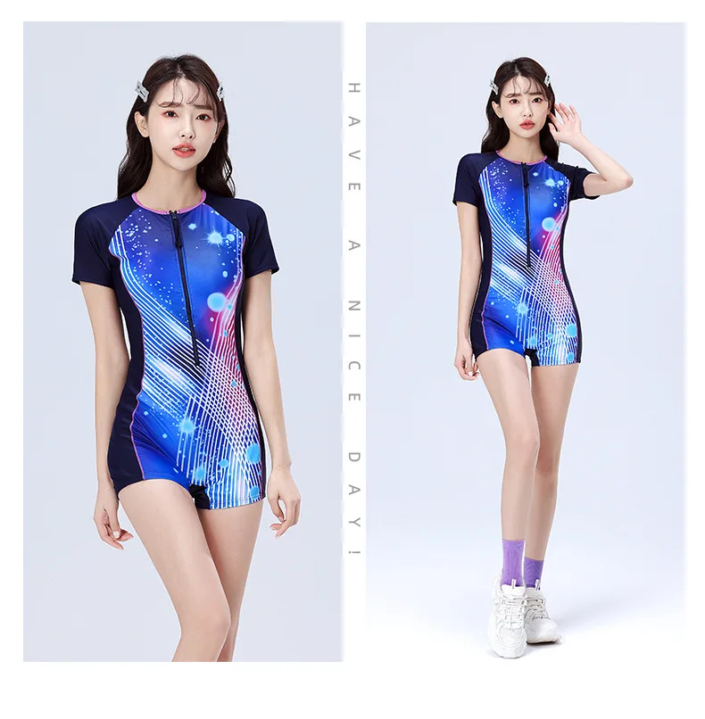 Women One Piece Professional Swimsuit With Paded Water Sport Athletic Bikini Printed Monokini Surfing Beach Bathing SwimWear