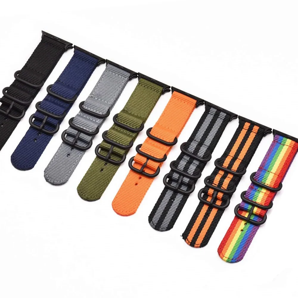

Ремешок NATO для Apple Watch Band 44 мм 40 мм 45 мм 41 мм 42 мм 38 мм 49 мм, нейлоновый спортивный браслет для iWatch Series 4 3 5 SE 6 7 8 Ultra