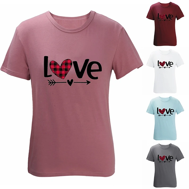 

Women's Fashion Casual Love Simple Letter Print T-Shirt Short Sleeve Top