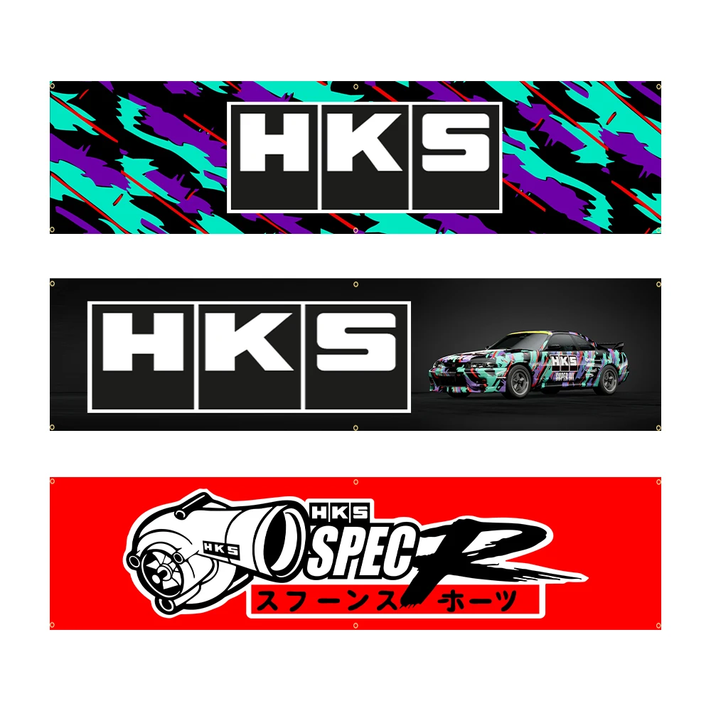 

60*240 HKS Flag Polyester Printed Racing Car Banner For Decor