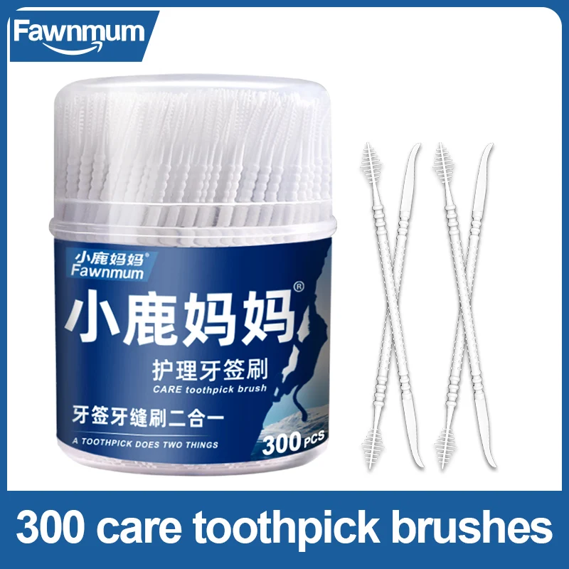 

Fawnmum Plastic Toothpicks 300Pcs Dental Cleaning Tool Orthodontic Picks Interdental Brush For Oral Hygiene Care