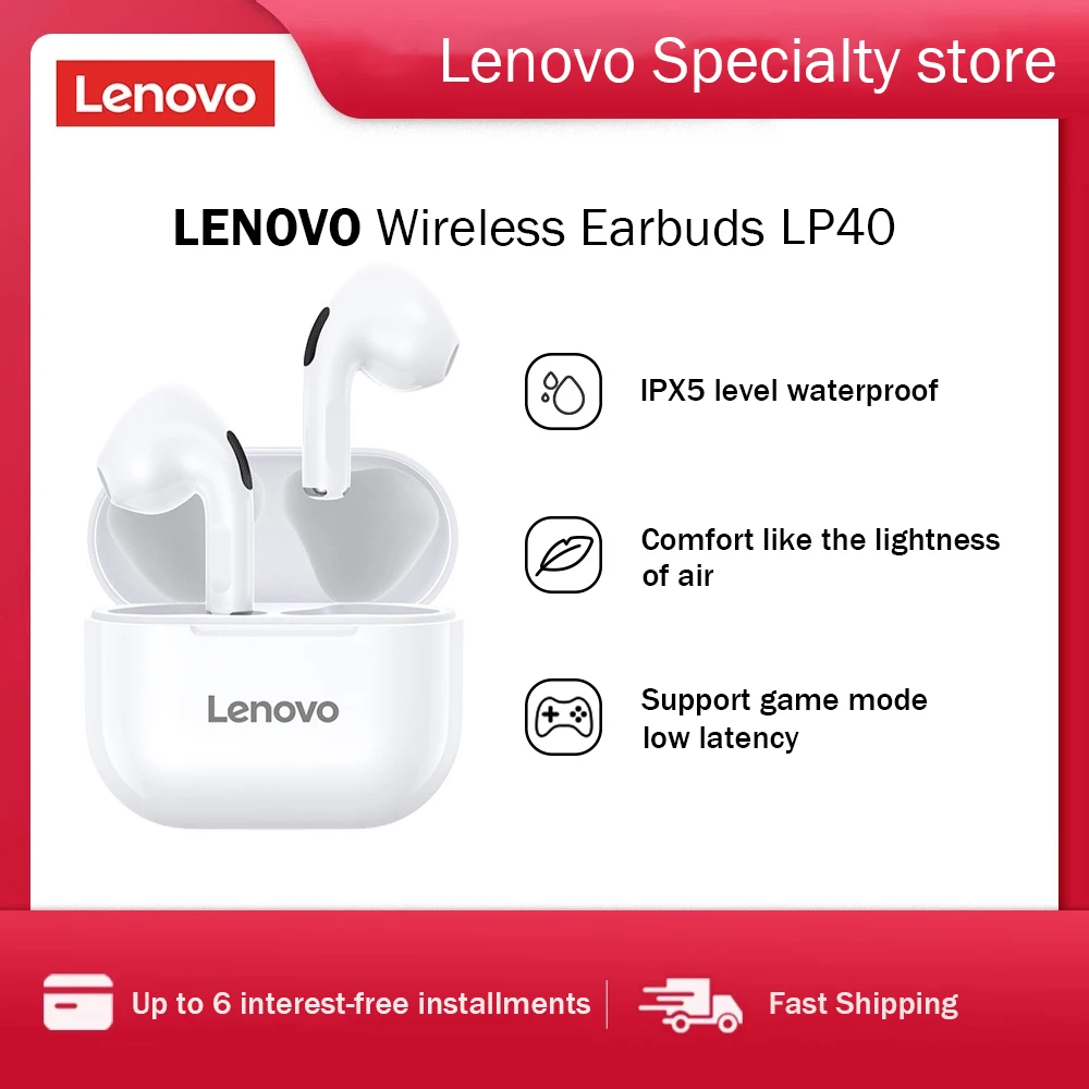 

Lenovo LP40 Wireless Headphones TWS Bluetooth Earphones Air Pro Touch Control Sport EarBuds For Apple Android iPhone Earphone
