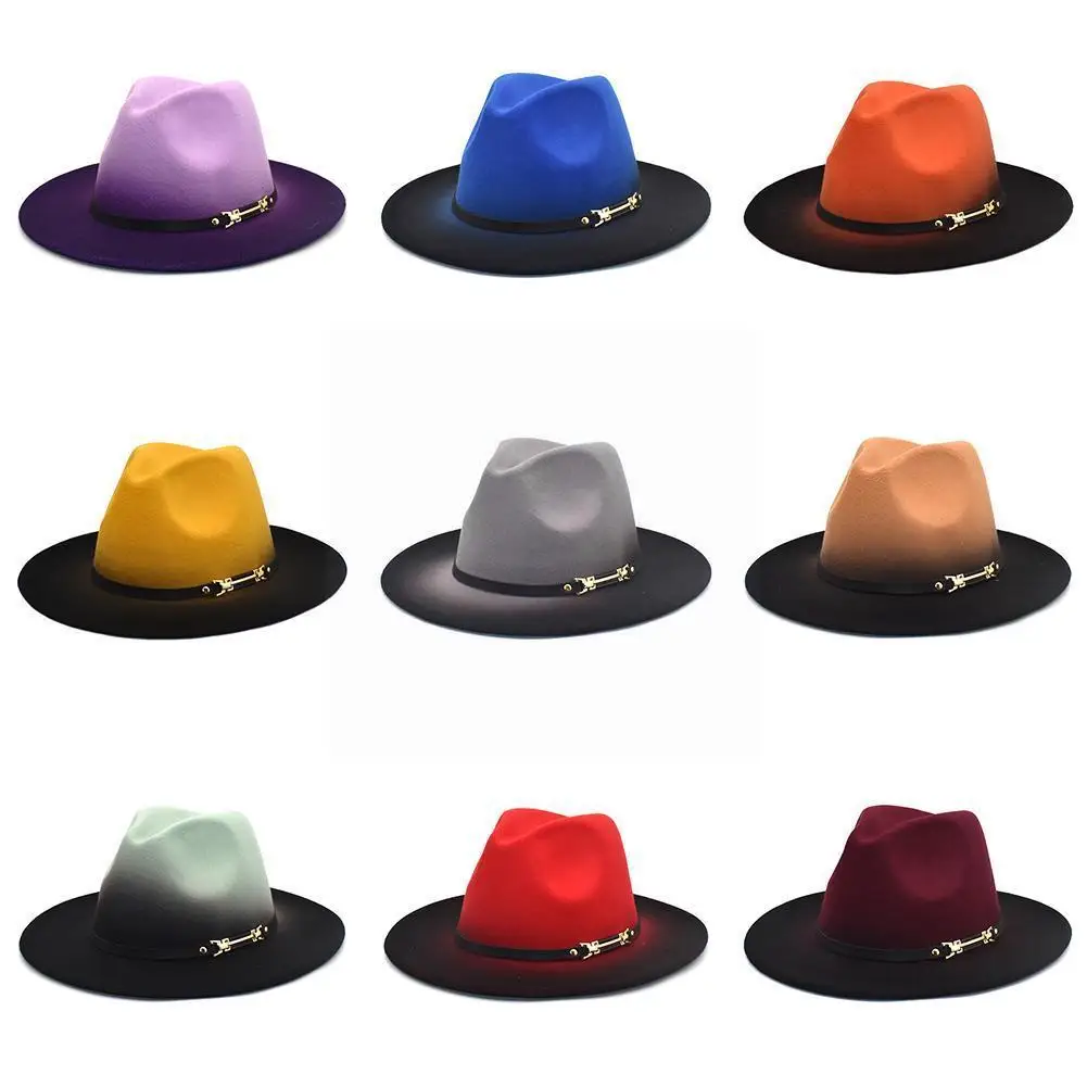 

Winter Autumn Woolen Women Men Ladies Fedoras Top Hat Trilby American Cap Caps Fedoras Belt Bowler Cap Round Hats Jazz Euro G5y4