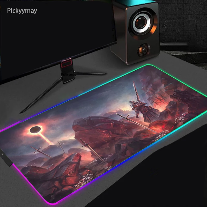 

Dark Souls RGB Mouse Pad Desk Play Mats Computer Gamer Backlit LED Color Mousepad Mouse Mat Pc Gaming Accessories Table Carpet