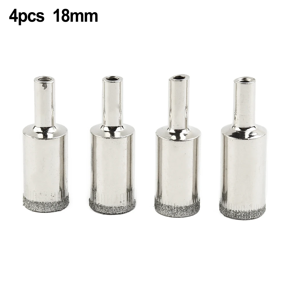 

4pcs Diamond Coated Drill Bit Hole Saw Cutter Drill Bit For Glass Ceramic Marble Tile Granite Hole Opening Drilling Tools 18mm