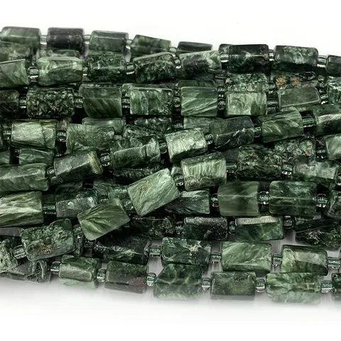 Veemake натуральный зеленый серафинитовый самородок свободной формы колонна свободное гладкое ожерелье браслет ювелирные изделия бусины 08350