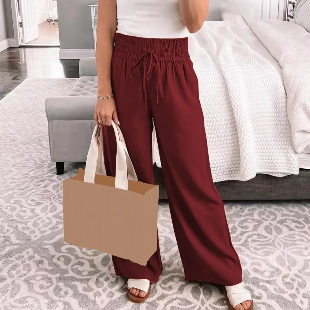 

Soft Chic Pleated Design Casual Pants Plus Size Casual Pants Elastic Waist for Daily Wear