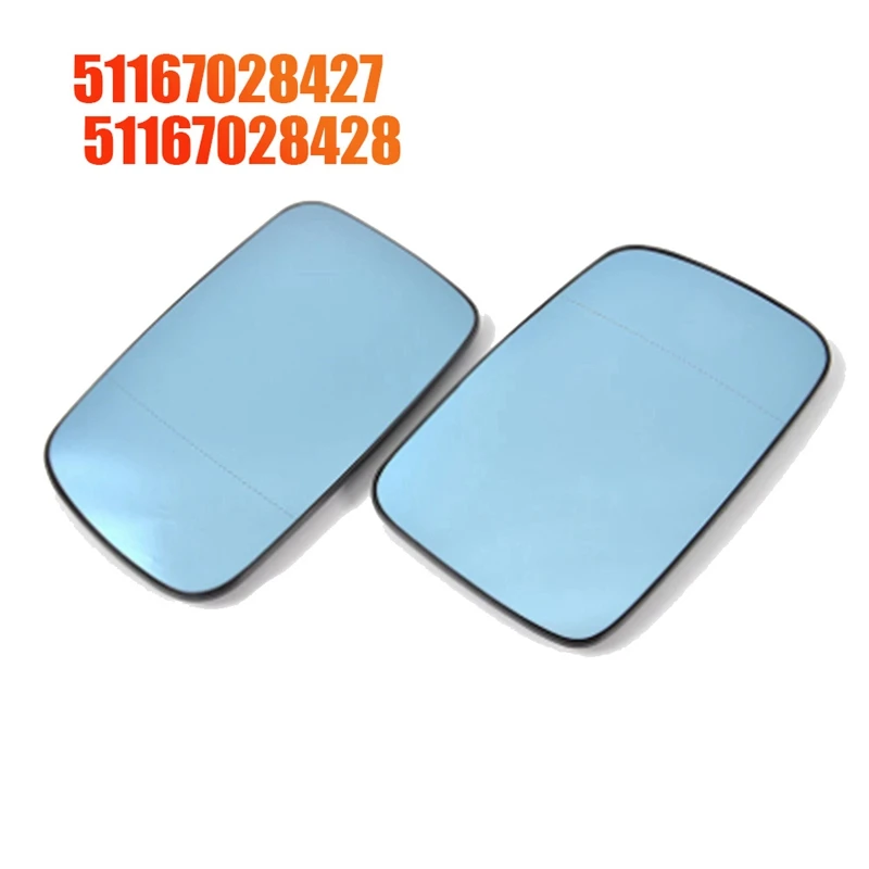 

1Pair Car Rearview Side Door Mirror Blue Glass Lens Heated Parts For BMW E46 E65 E66 E67 2001-2008 51167028427 51167028428