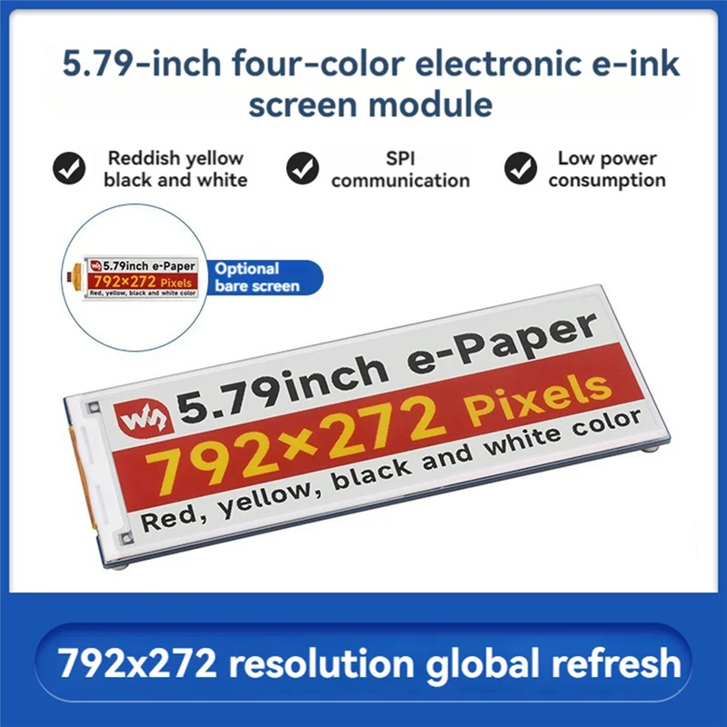 Фото Waveshare 5,79-дюймовый модуль экрана E-Ink Модуль электронного бумажного экрана Модуль дисплея SPI 792X272 пикселей Дисплей SPI E-Ink Raw №5