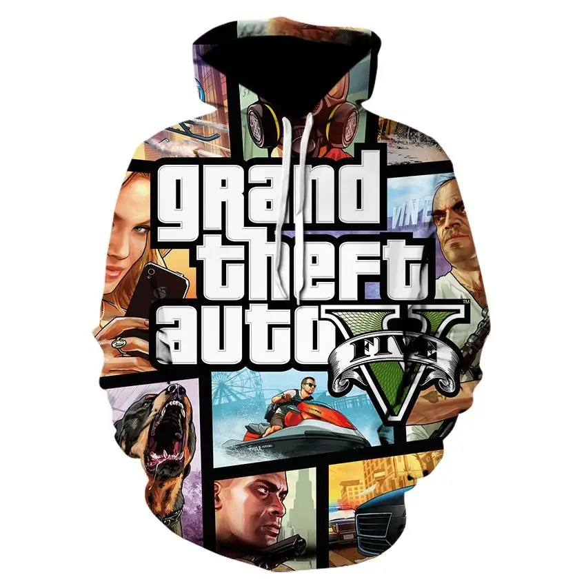 

Забавные толстовки Grand Theft Auto 3d Gta 5, модные толстовки с длинным рукавом, уличный стиль, куртка с капюшоном, высокое качество, унисекс, Gta5, игров...